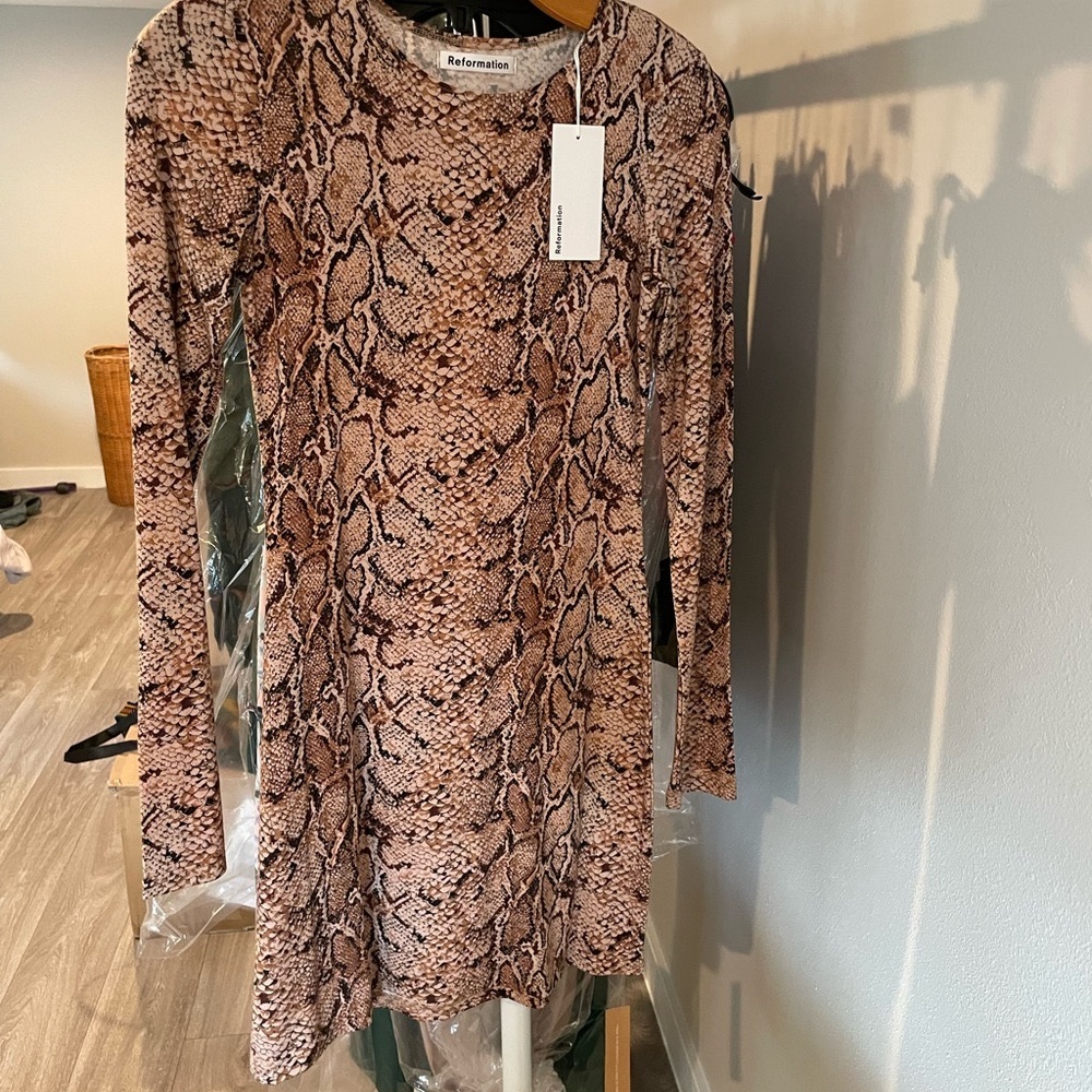 Reformation snake skin pattern mini dress NWT